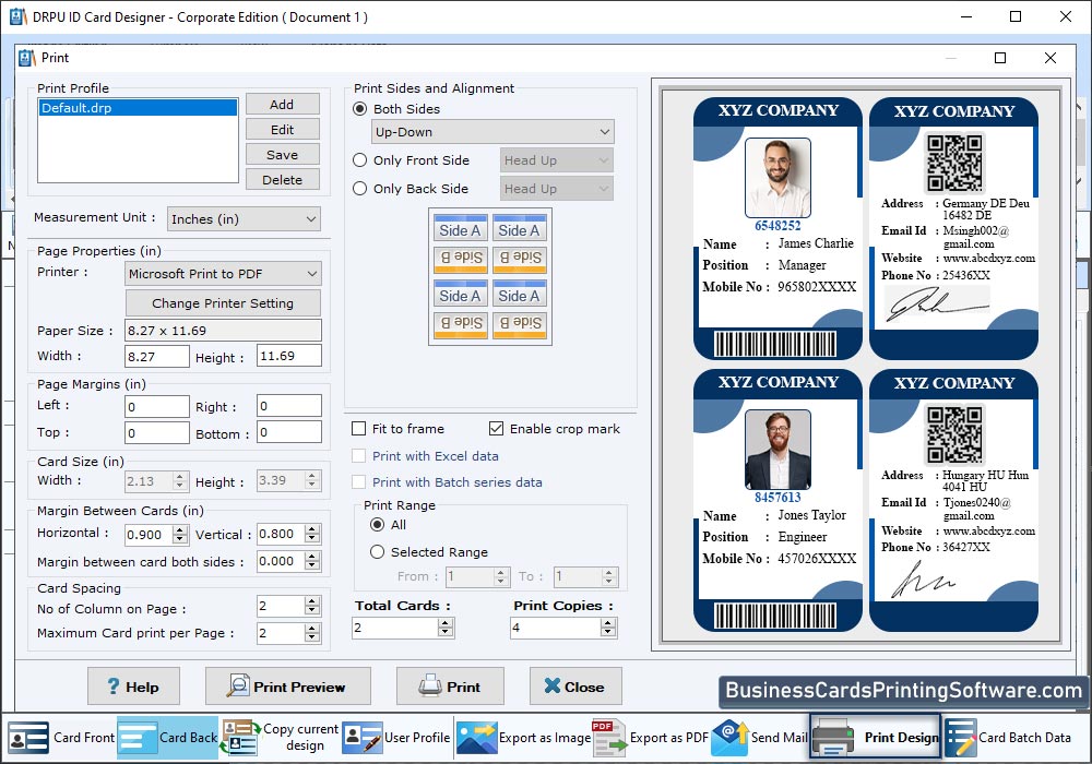 Print designed ID Cards