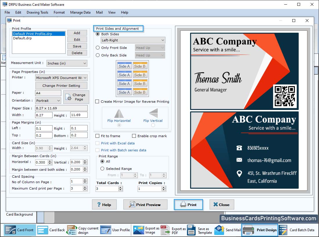 Business card Designing Print Preview