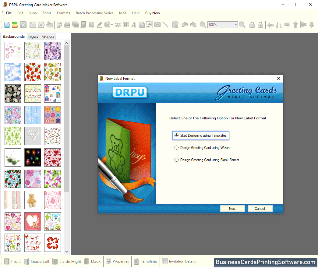 Greeting Cards Designing Software Using Templates