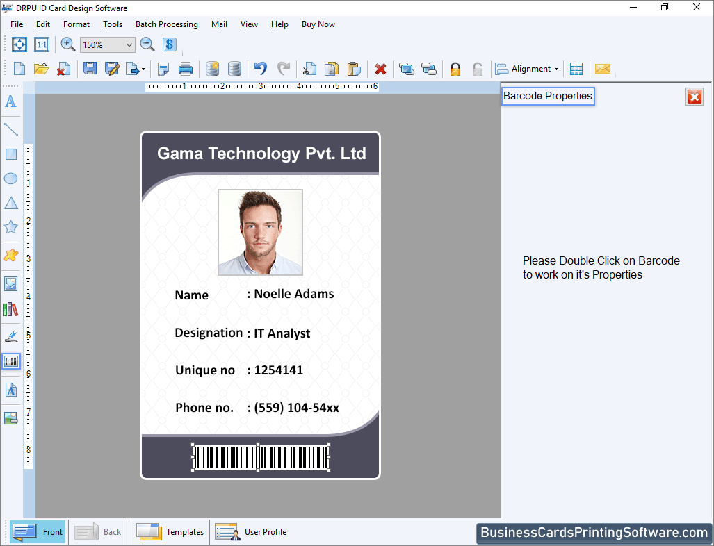 ID Cards Designing Software Barcode Properties