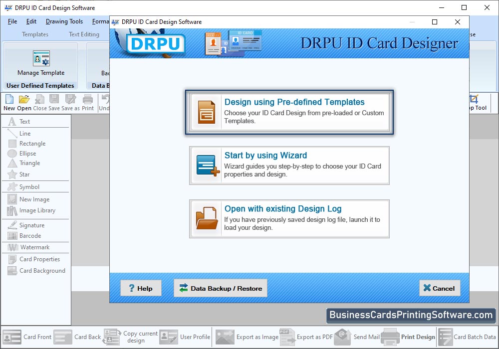 ID Cards Designing Software Start With Template