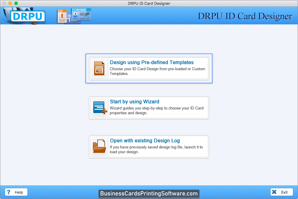 Select Design using Pre-defined Templates