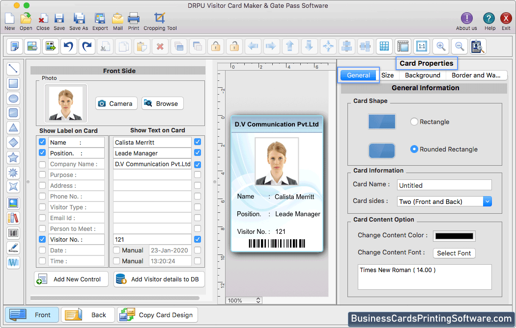 Add Visitor's Details on ID Card