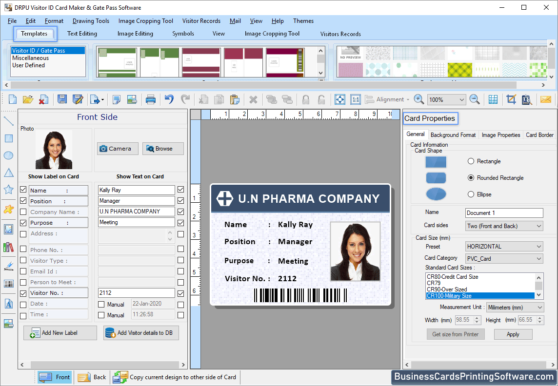 Add visitor details on ID card